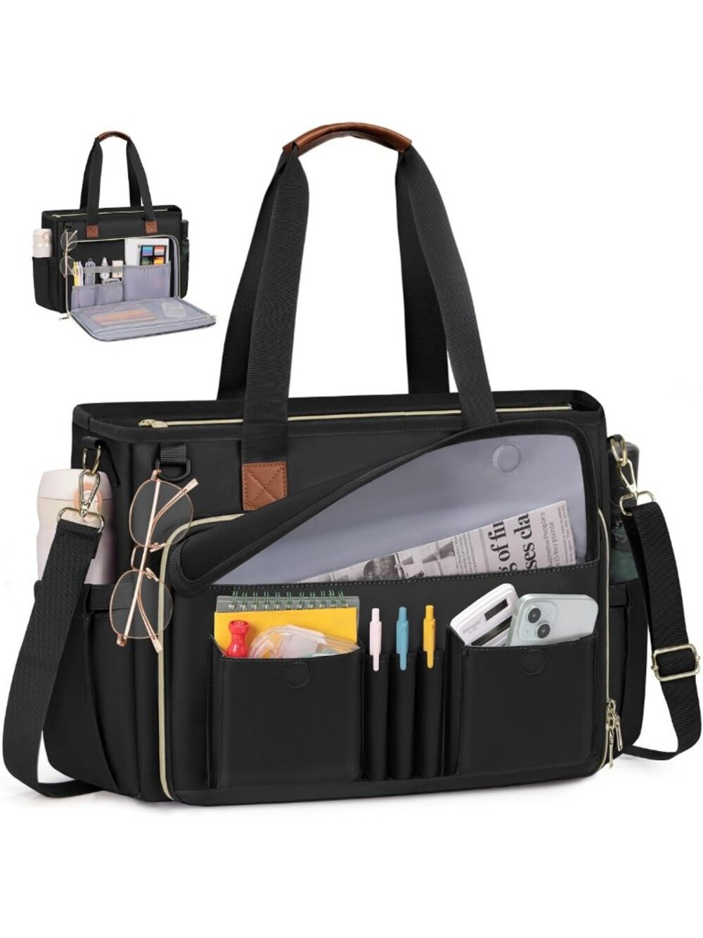 Stylish Lightweight Teacher Tote Bag for 15.6" Laptop, Work & Nurse Essentials